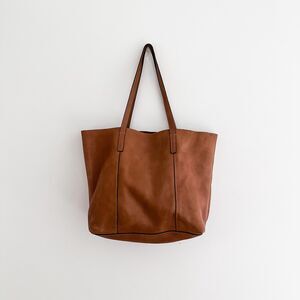 Cognac Leather Tote Bag Soft Pebbled Leather Tan Brown Oversized Shoulder Bag